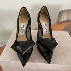 JIMMY CHOO Lani 100 Mesh Pumps With Jc Monogram Leather Bow